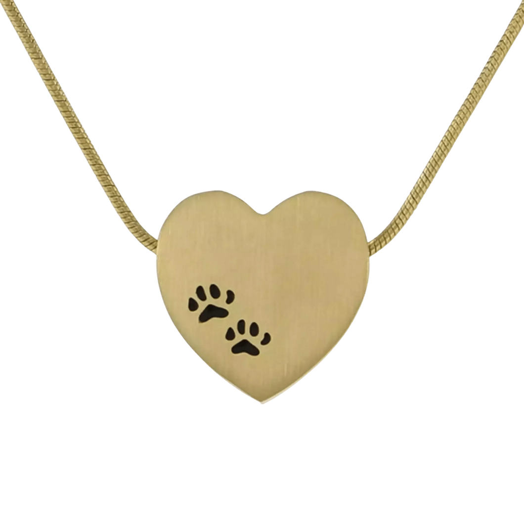 Bronze Heart Paw Prints Pendant
