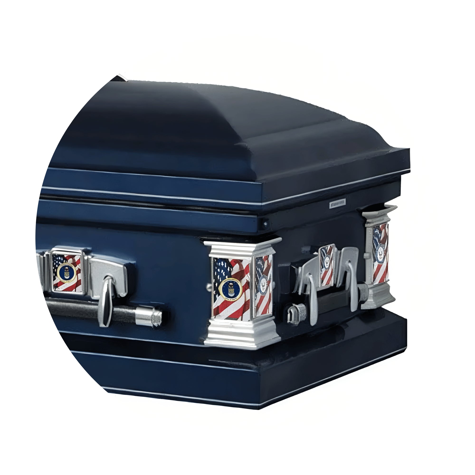 Military Select | Air Force Dark Blue Steel Military Casket with Dark Blue Interior