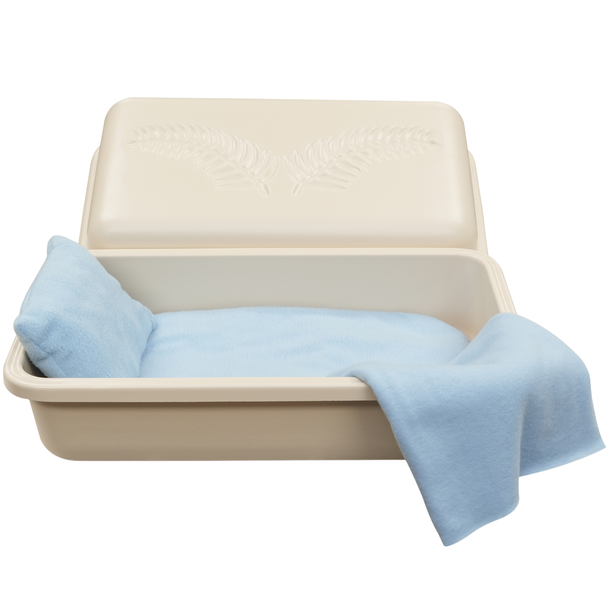 Standard Pet Casket | Almond With Blue