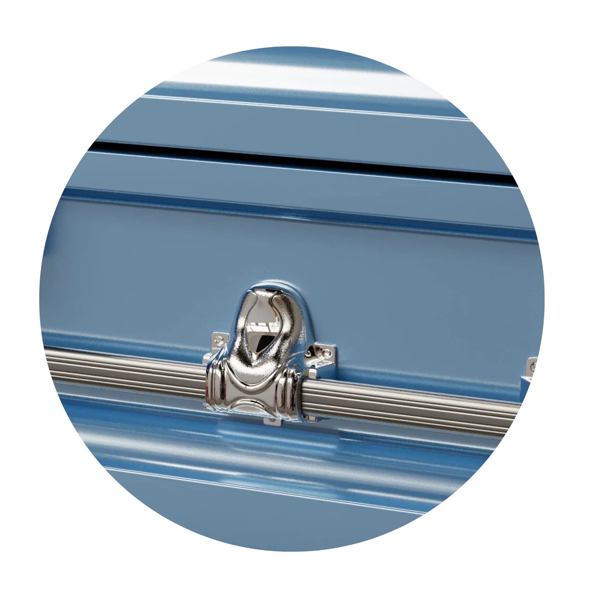 Orion Series | Light Blue Steel Casket with Light Blue Interior
