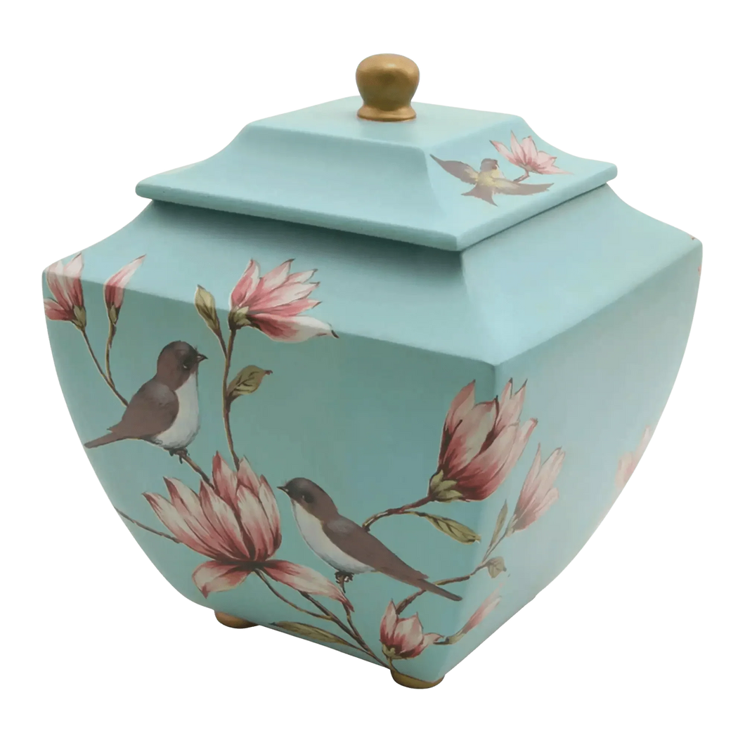 Floral Magnolia Lovebirds Large Adult Urn