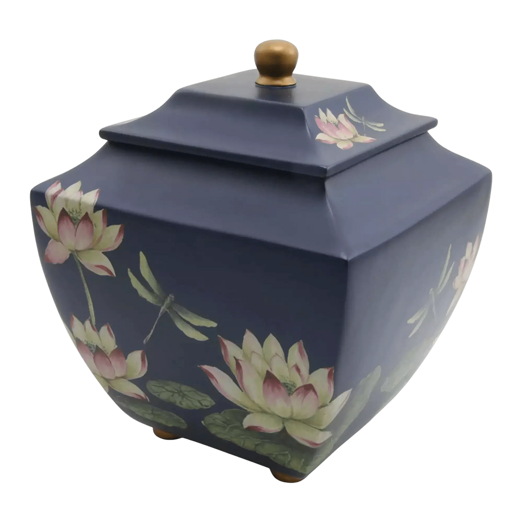 Floral Waterlily Dragonflies Large Adult Urn