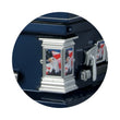 Load image into Gallery viewer, Patriot | Dark Blue Steel Casket with Dark Blue Interior and Flag at Rest Head Panel

