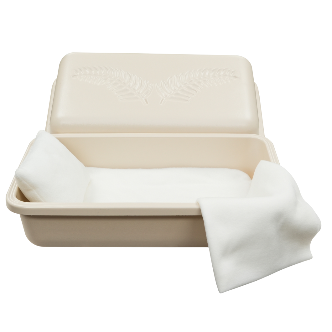 Standard Pet Casket | Almond With Rosetan