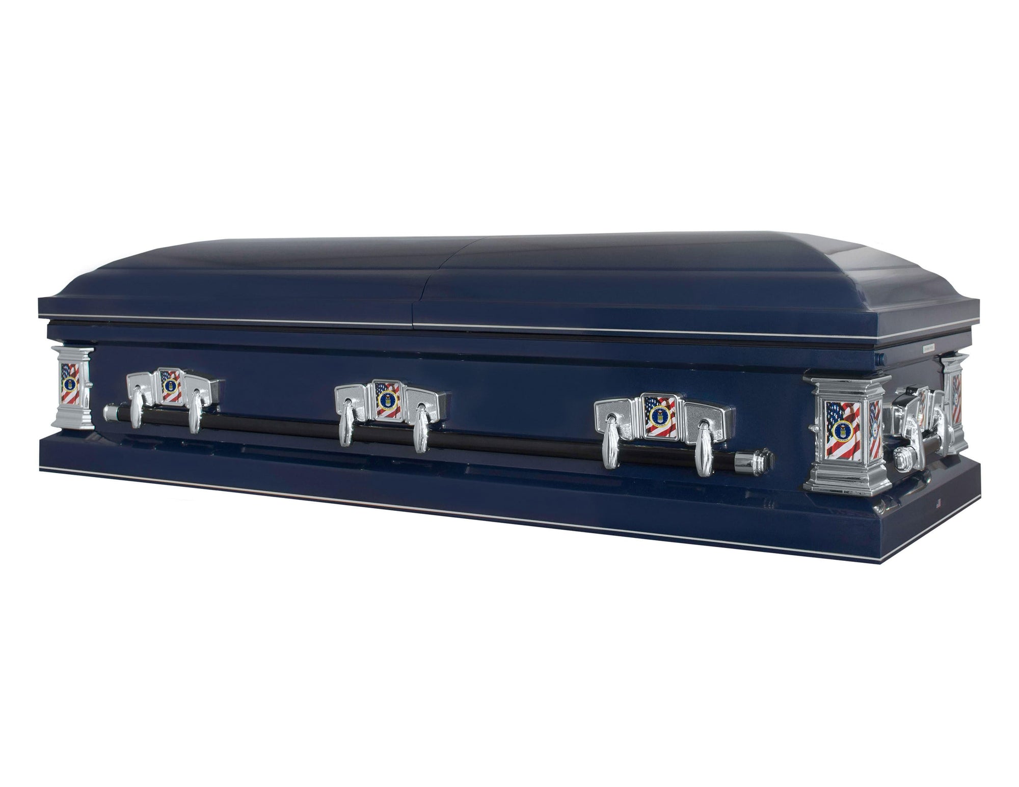 Military Select | Air Force Dark Blue Steel Military Casket with Dark Blue Interior