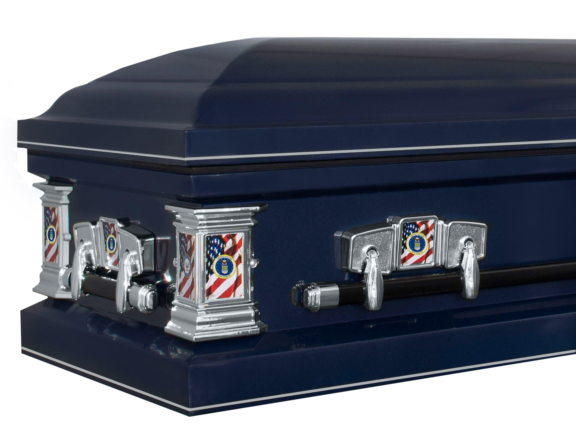 Military Select | Air Force Dark Blue Steel Military Casket with Dark Blue Interior