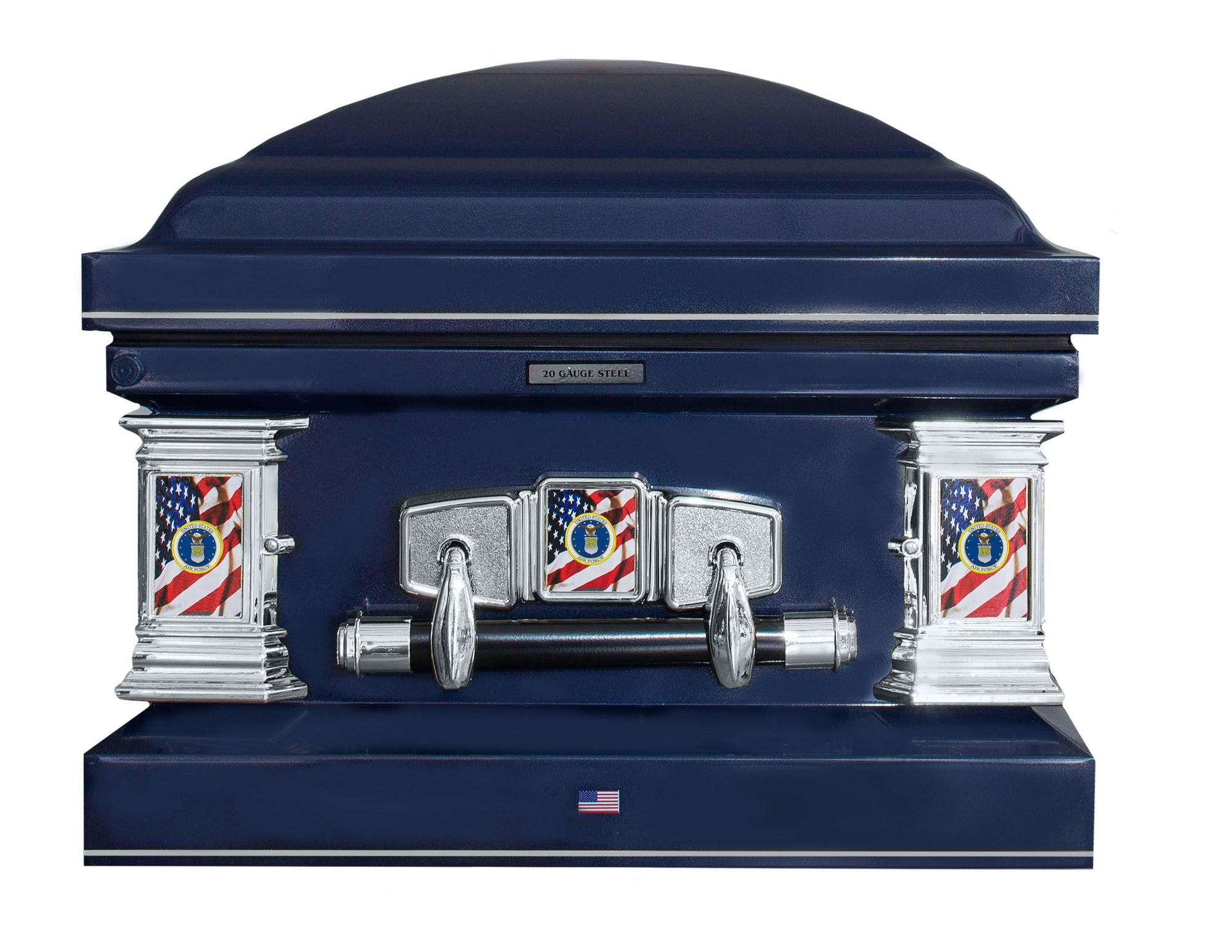 Military Select | Air Force Dark Blue Steel Military Casket with Dark Blue Interior