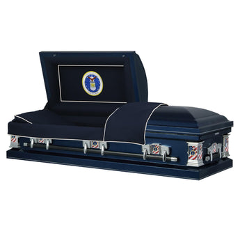 Veteran Select | Air Force Dark Blue Steel Military Casket with Dark Blue Interior - Titan Casket