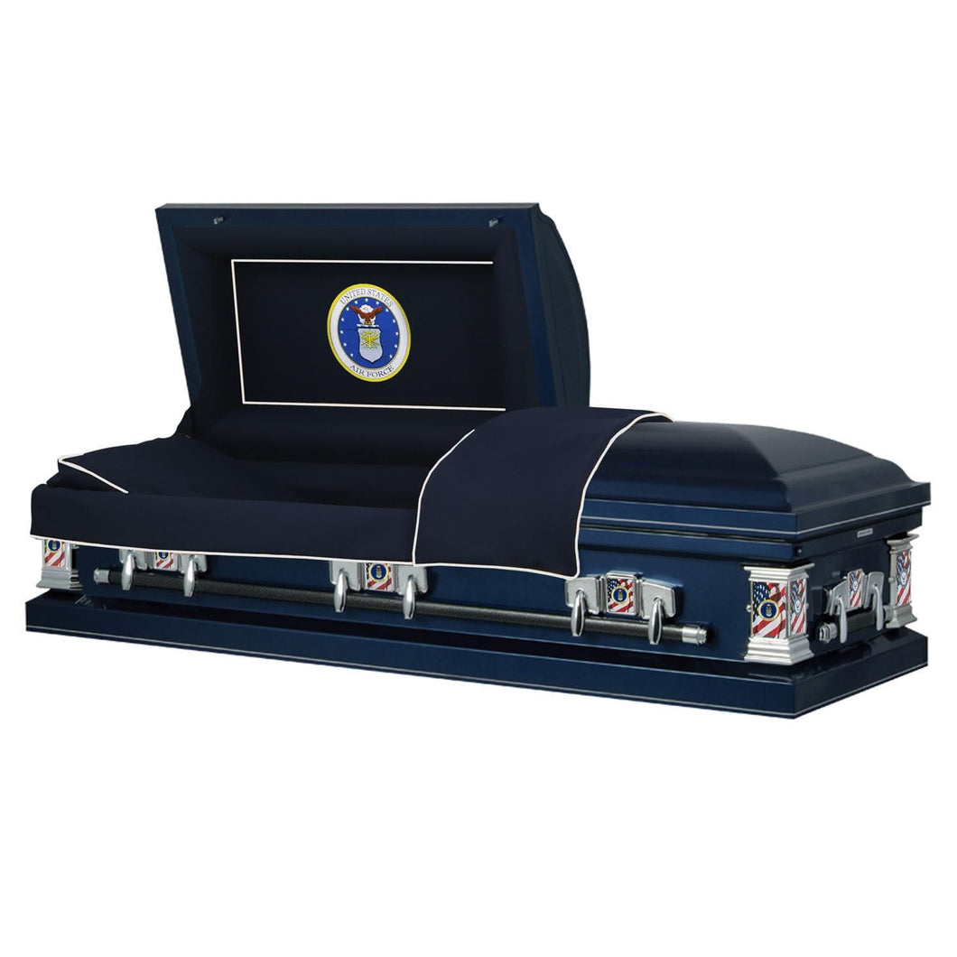 Veteran Select | Air Force Dark Blue Steel Military Casket with Dark Blue Interior - Titan Casket