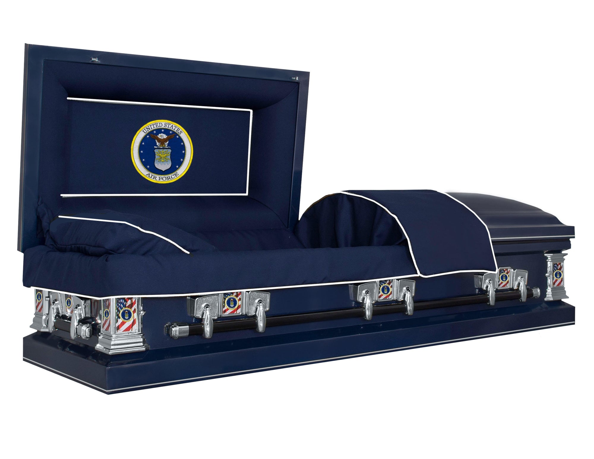 Military Select | Air Force Dark Blue Steel Military Casket with Dark Blue Interior