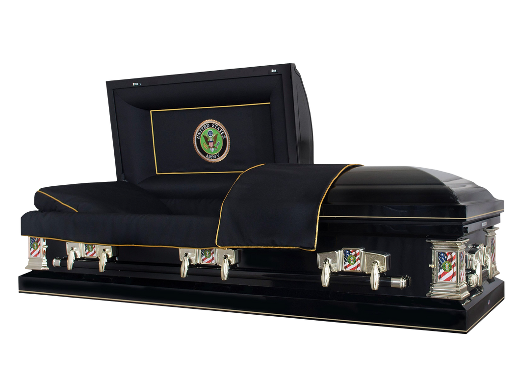 Military Select | Army Black Steel Casket with Black Interior