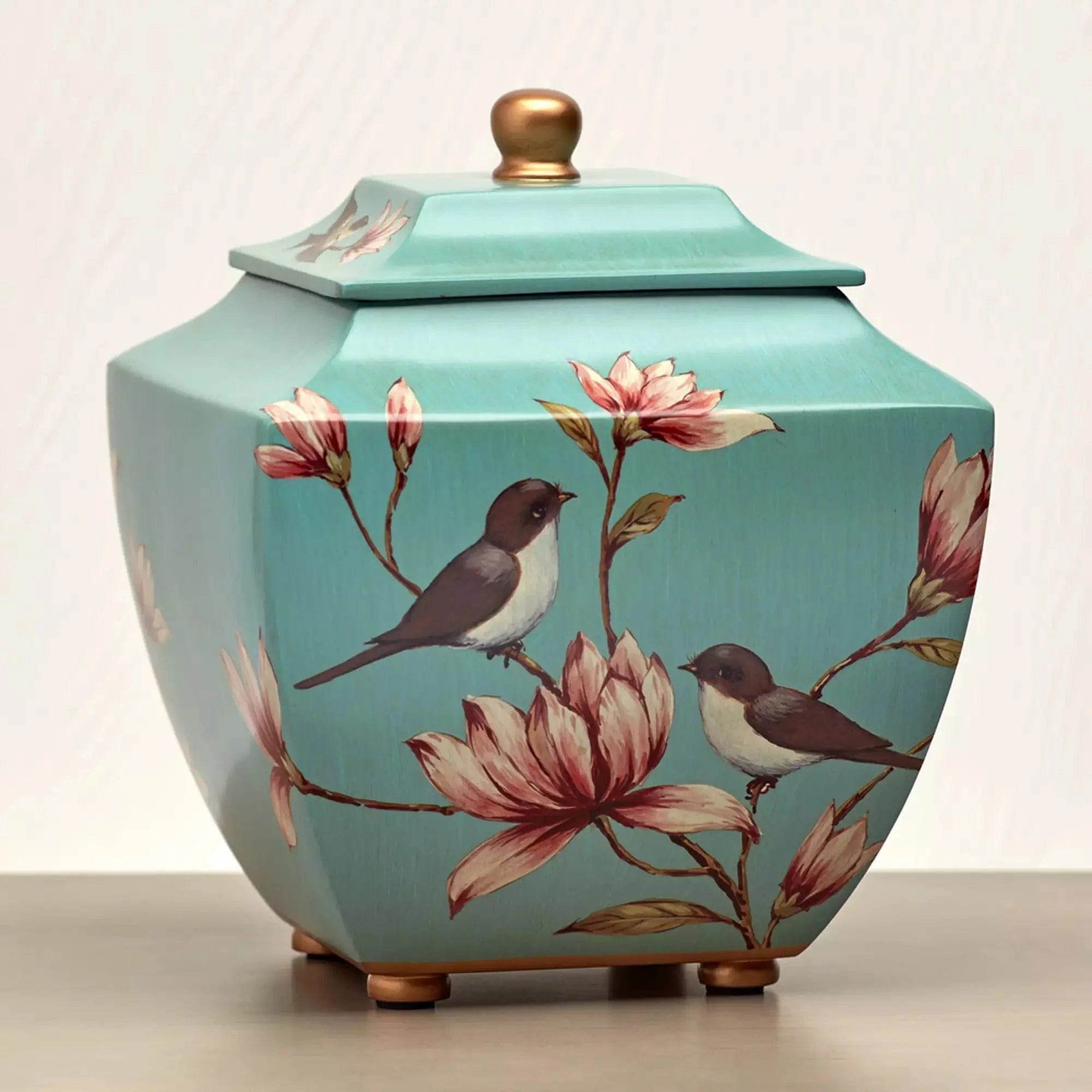 Floral Magnolia Lovebirds Large Adult Urn