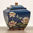 Load image into Gallery viewer, Floral Waterlily Dragonflies Large Adult Urn
