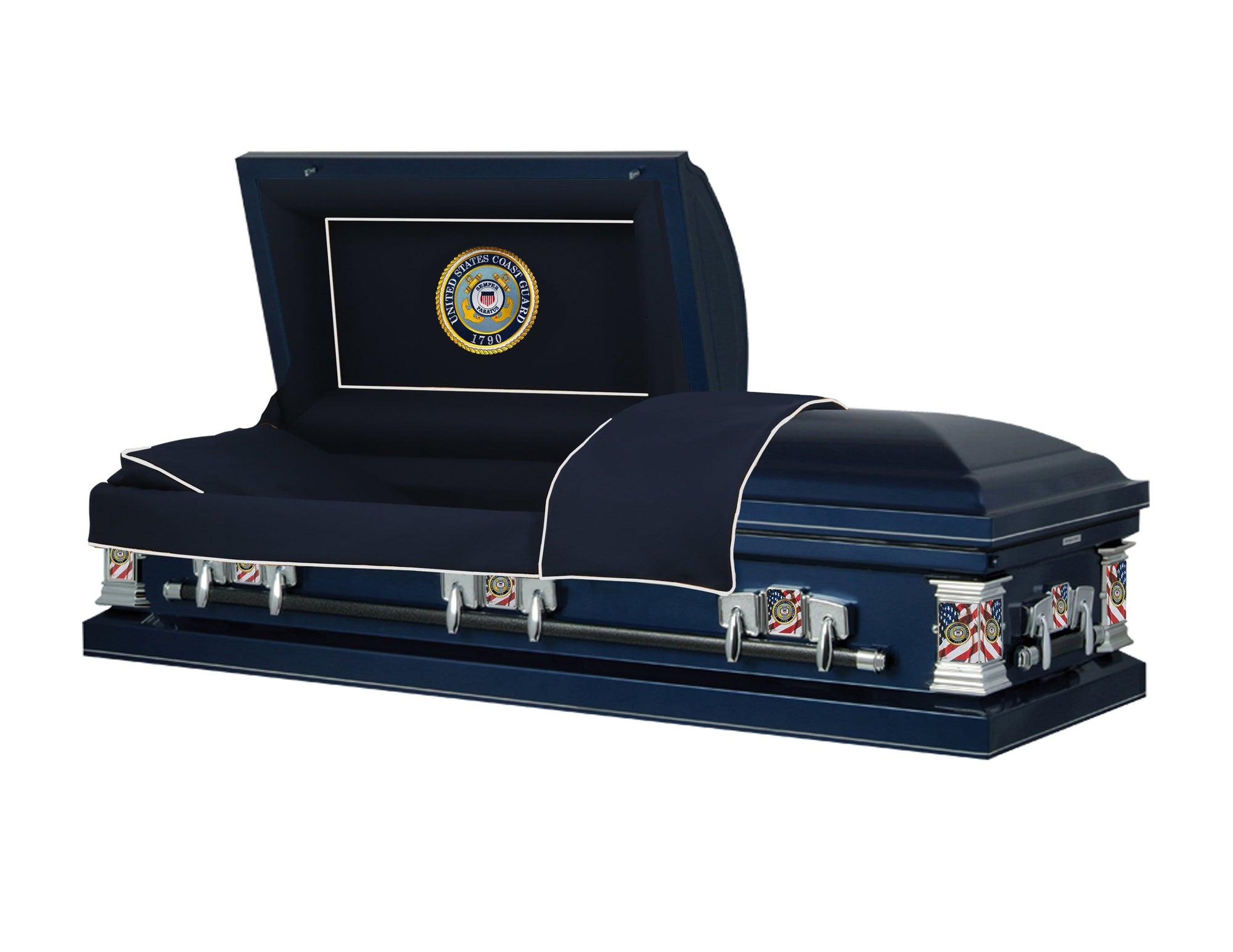 Military Select | Coast Guard Dark Blue Steel Casket with Dark Blue Interior