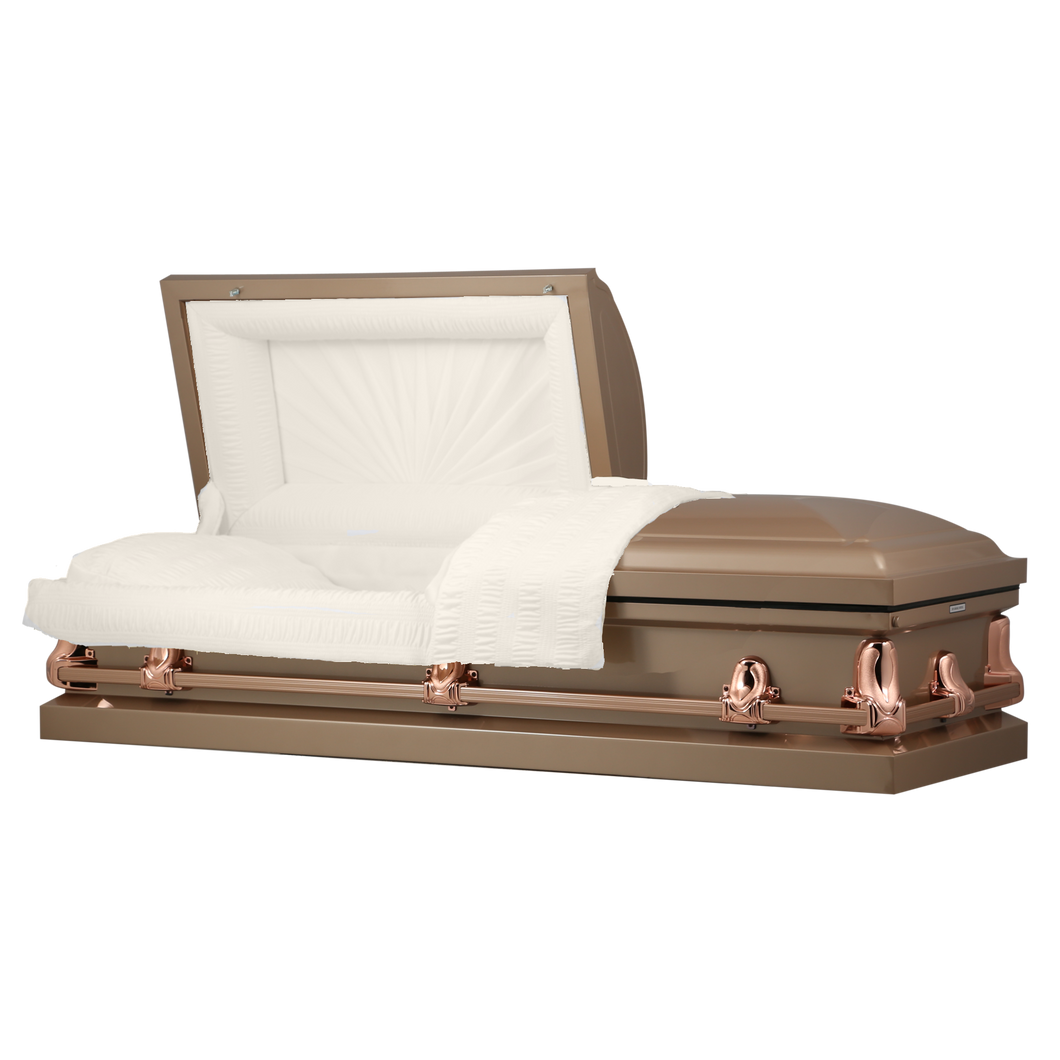 Orion Series | Copper Steel Casket with Rosetan Interior