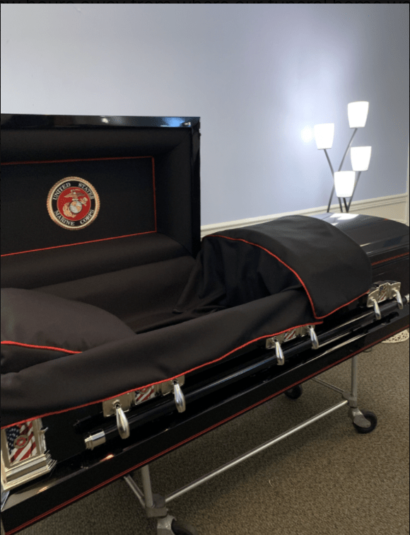 Military Select | Marines Black Steel Casket with Black Interior