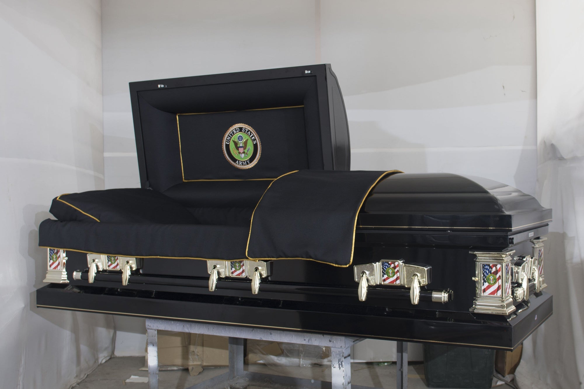 Military Select | Army Black Steel Casket with Black Interior