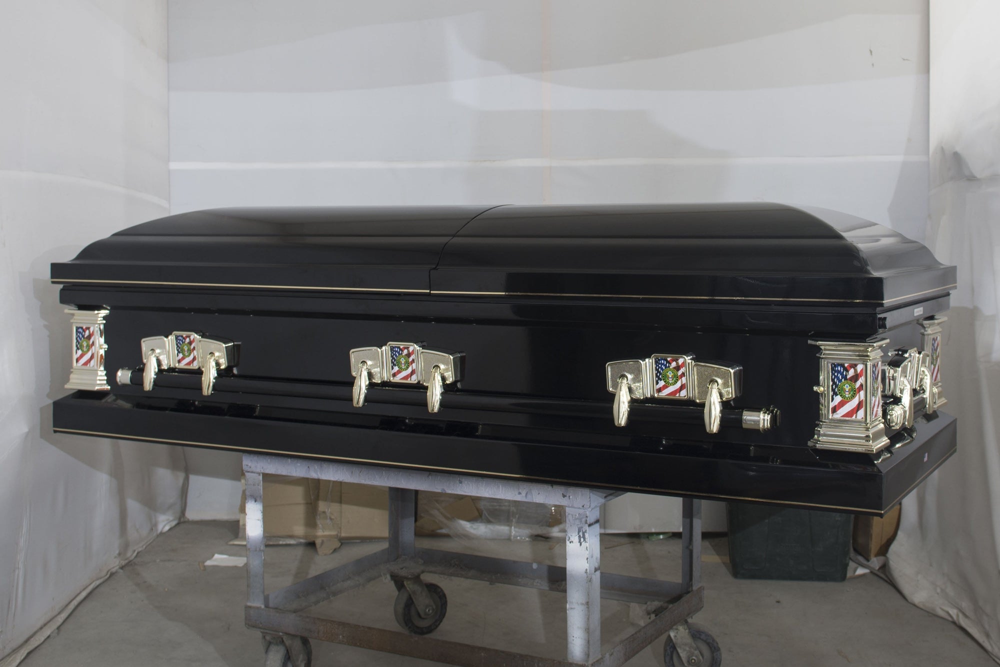 Military Select | Army Black Steel Casket with Black Interior