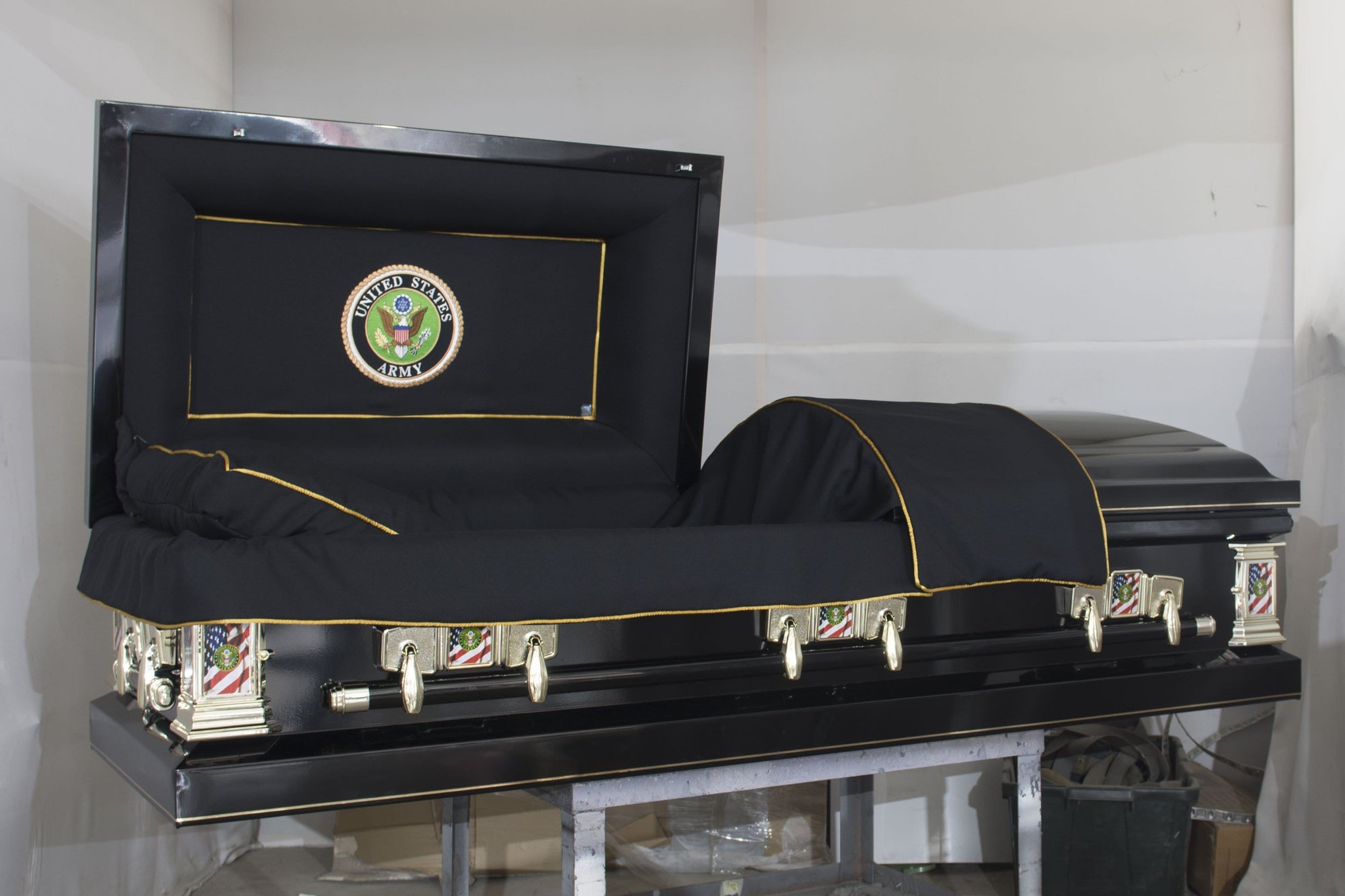 Military Select | Army Black Steel Casket with Black Interior