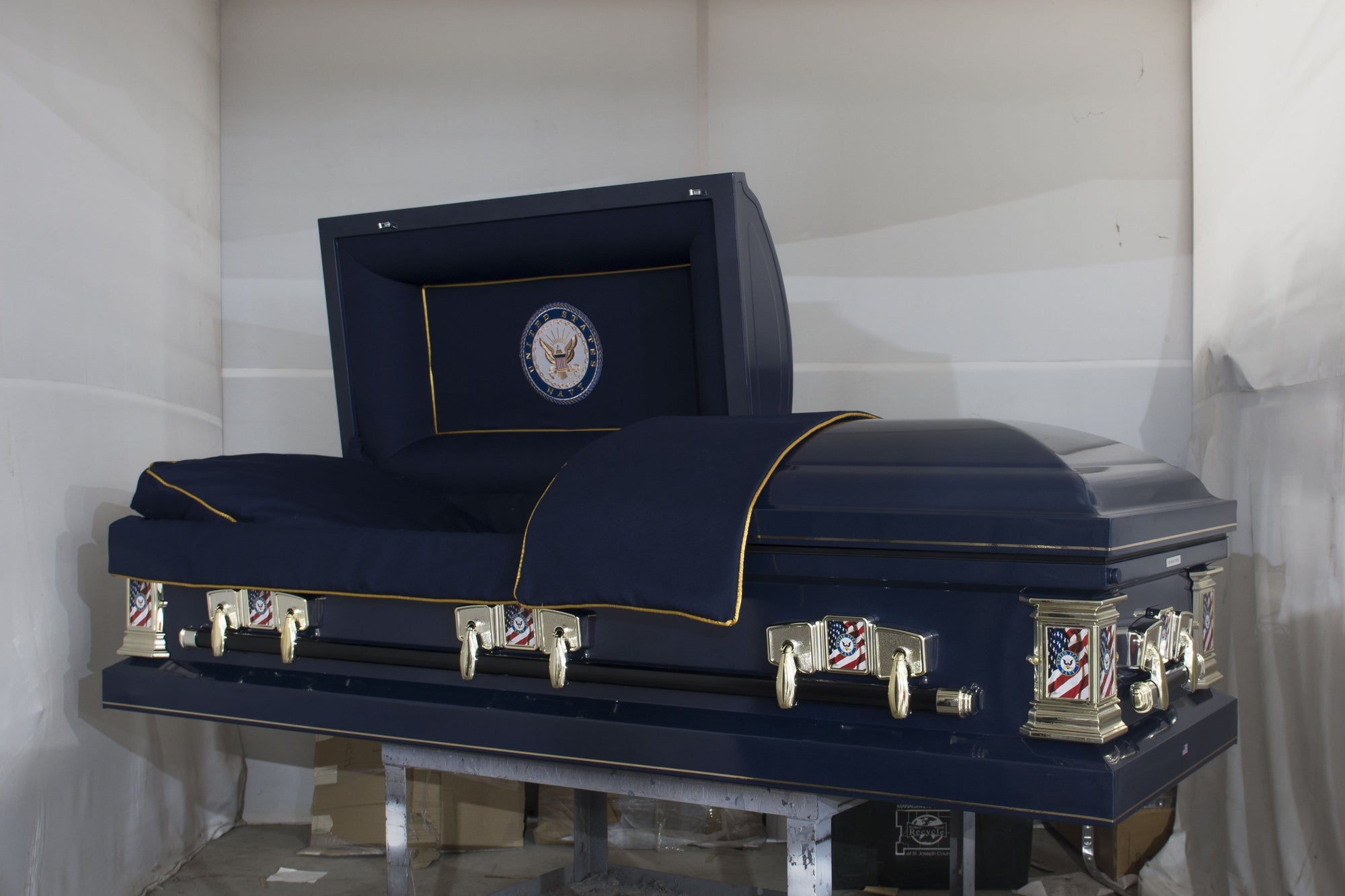 Military Select | Navy Dark Blue Steel Casket with Dark Blue Interior