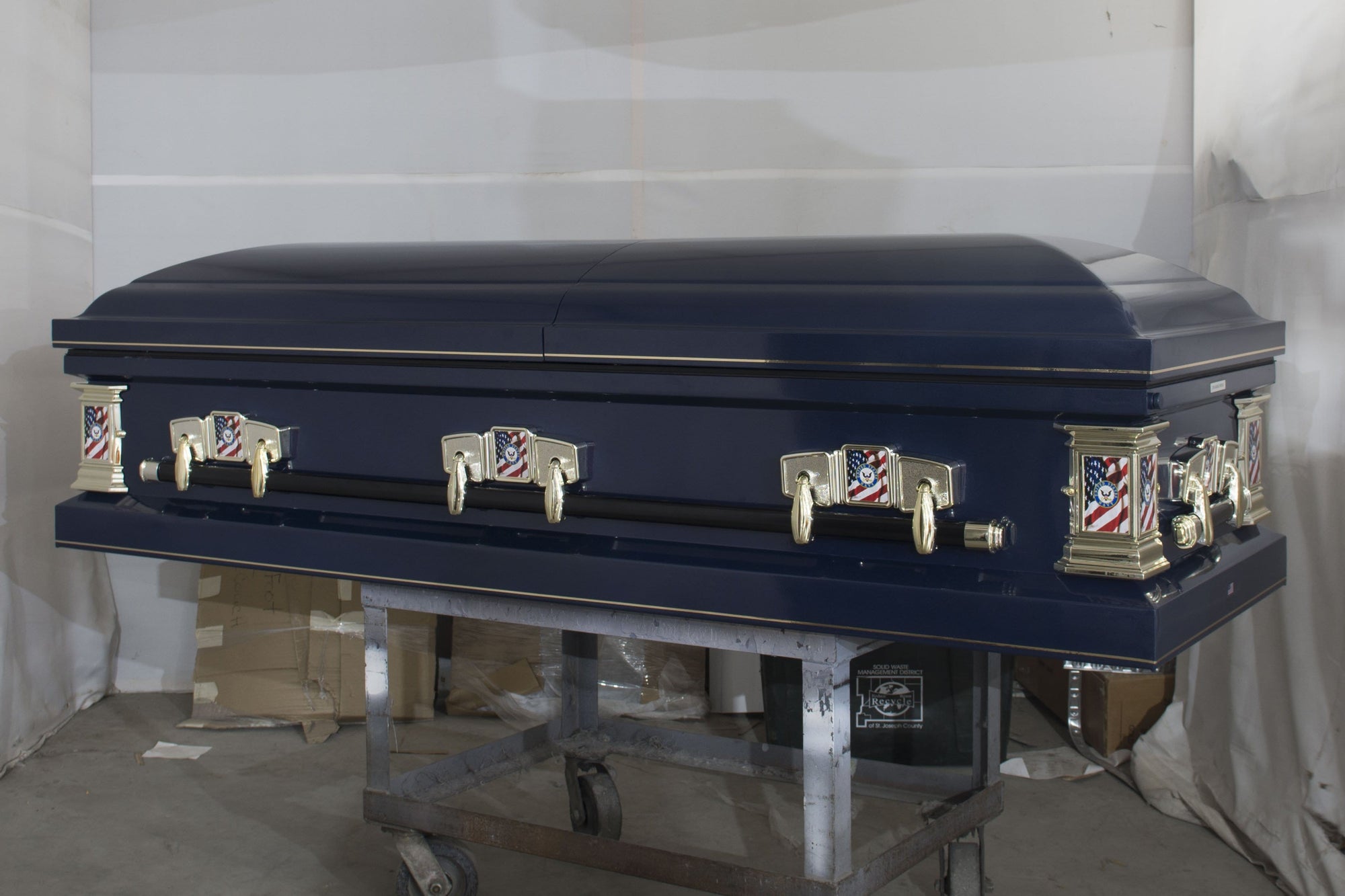 Military Select | Navy Dark Blue Steel Casket with Dark Blue Interior