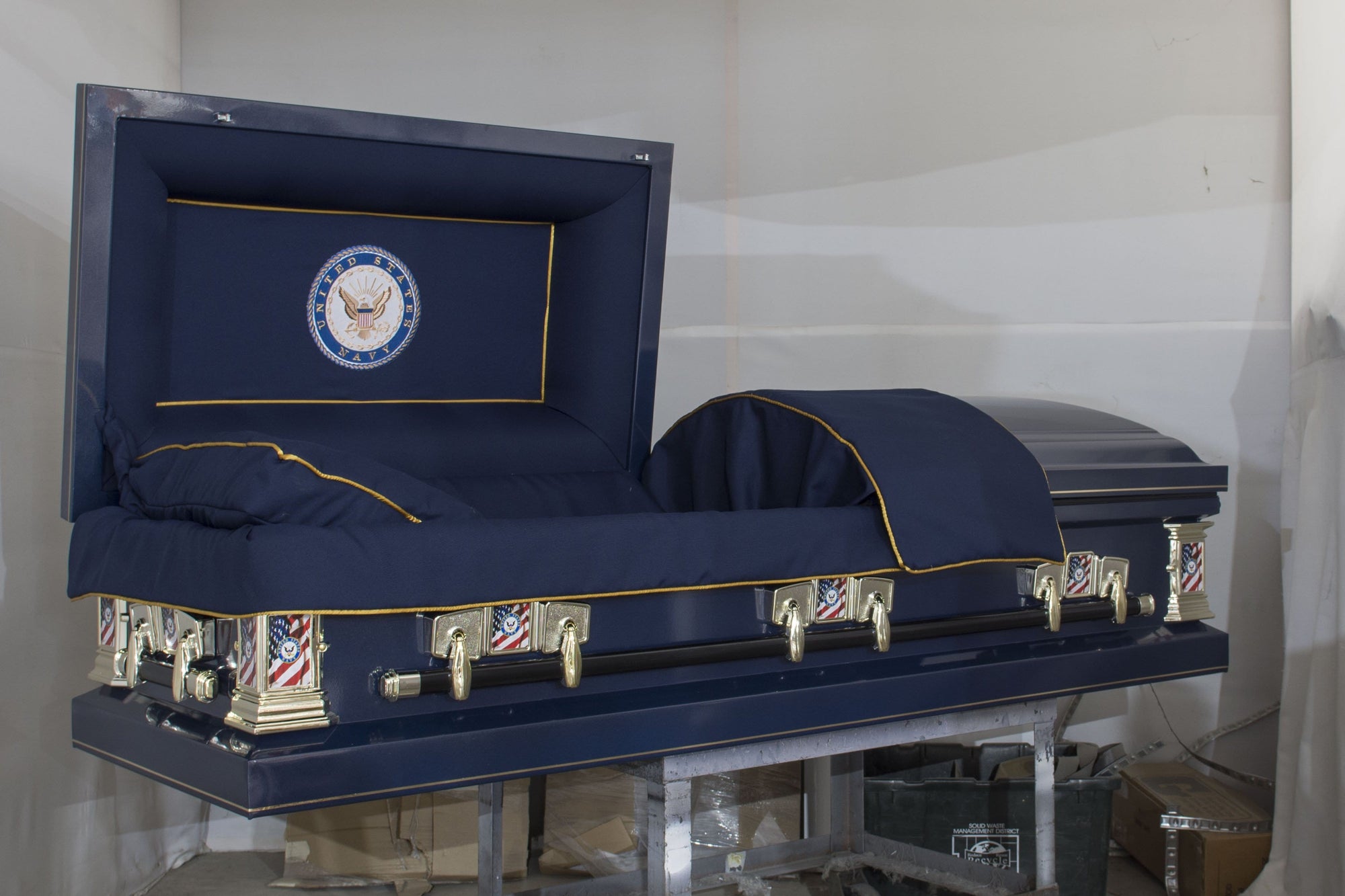 Military Select | Navy Dark Blue Steel Casket with Dark Blue Interior