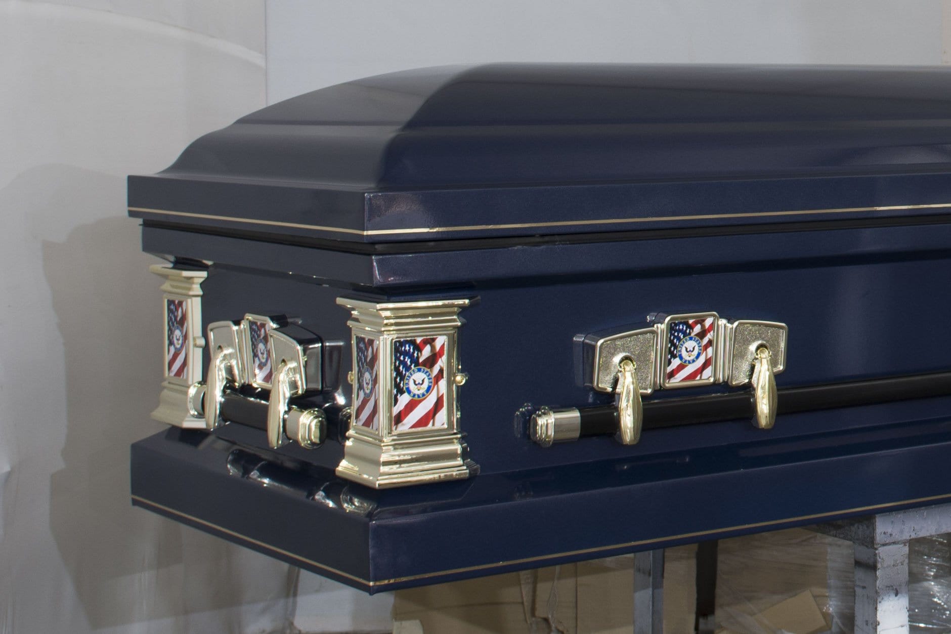 Military Select | Navy Dark Blue Steel Casket with Dark Blue Interior