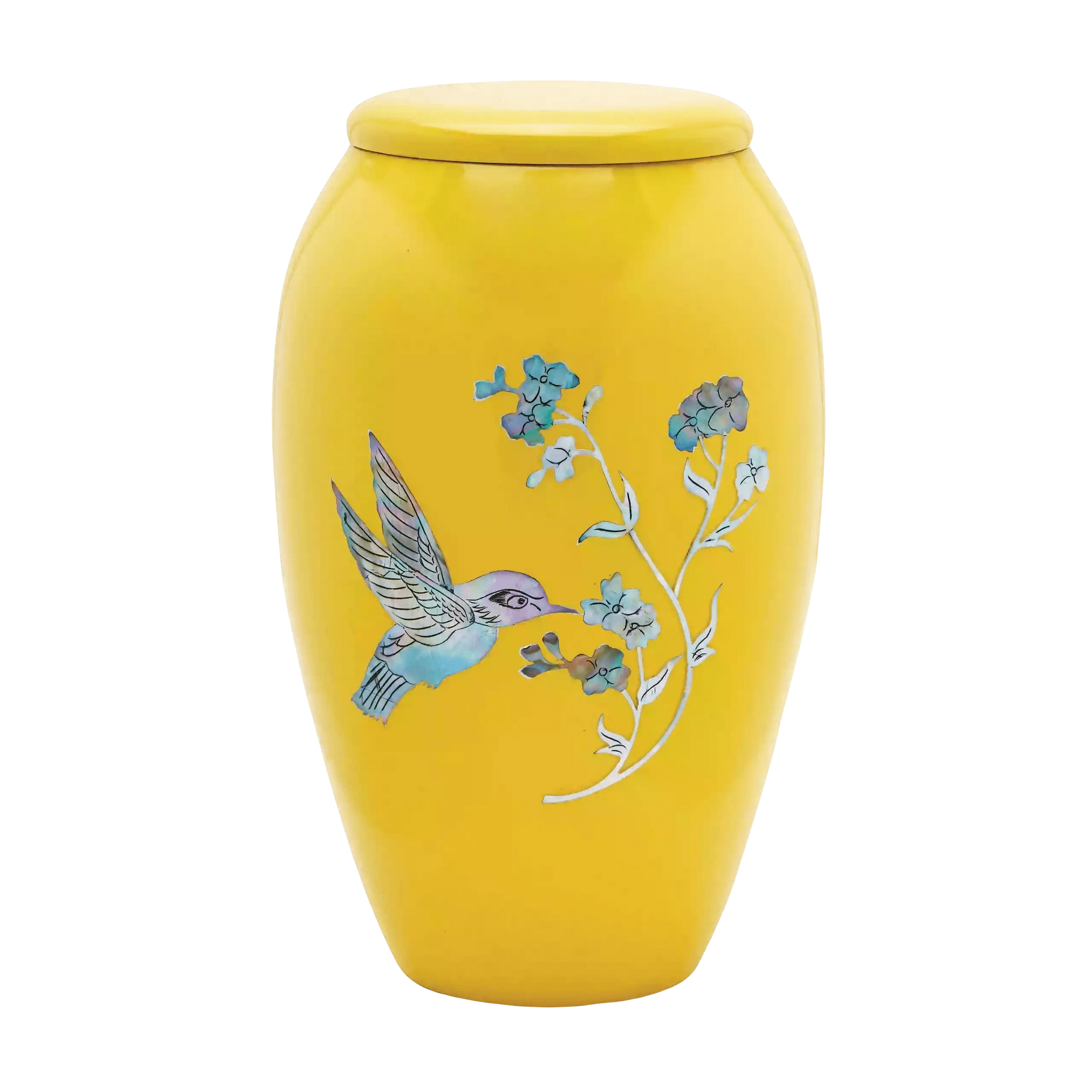 Designer Urn - Yellow Hummingbird
