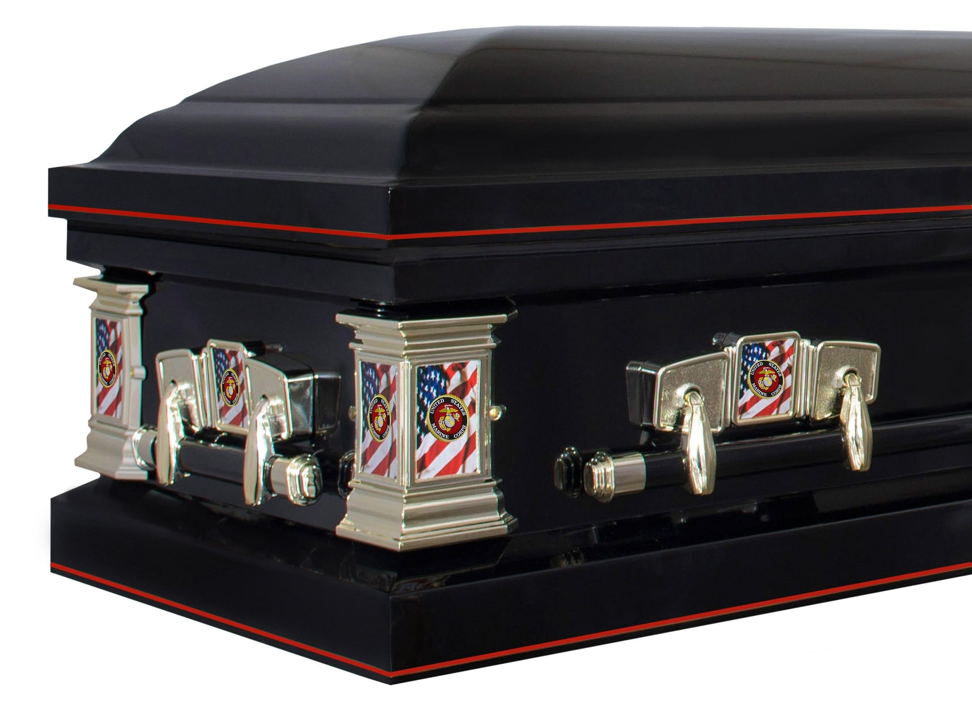 Military Select | Marines Black Steel Casket with Black Interior