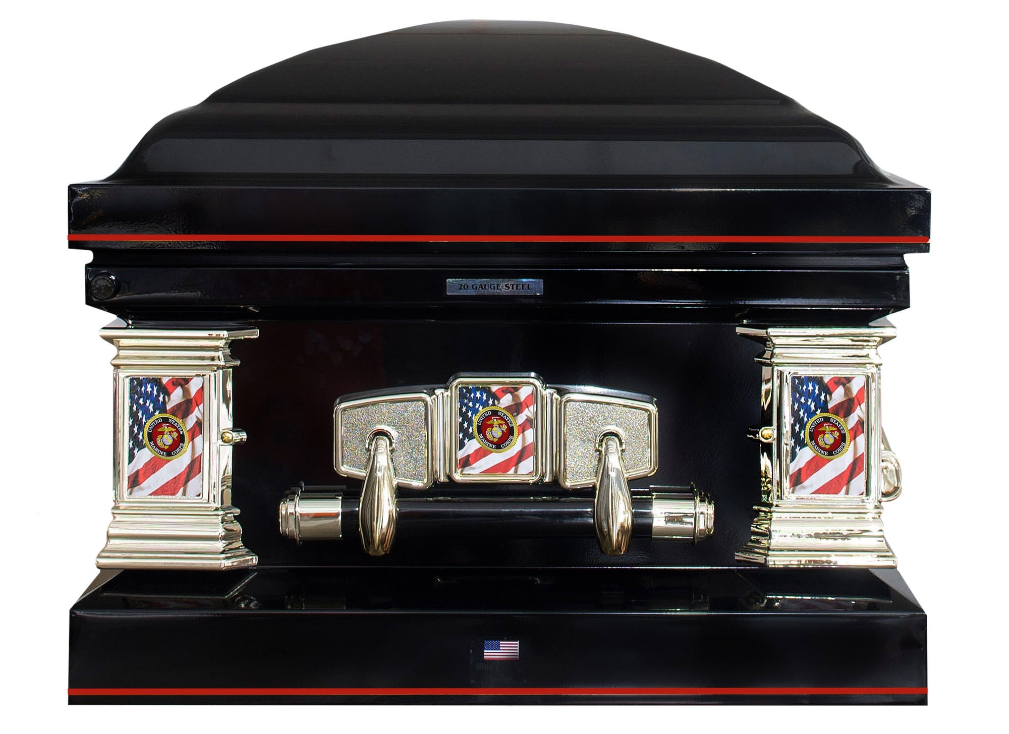 Military Select | Marines Black Steel Casket with Black Interior