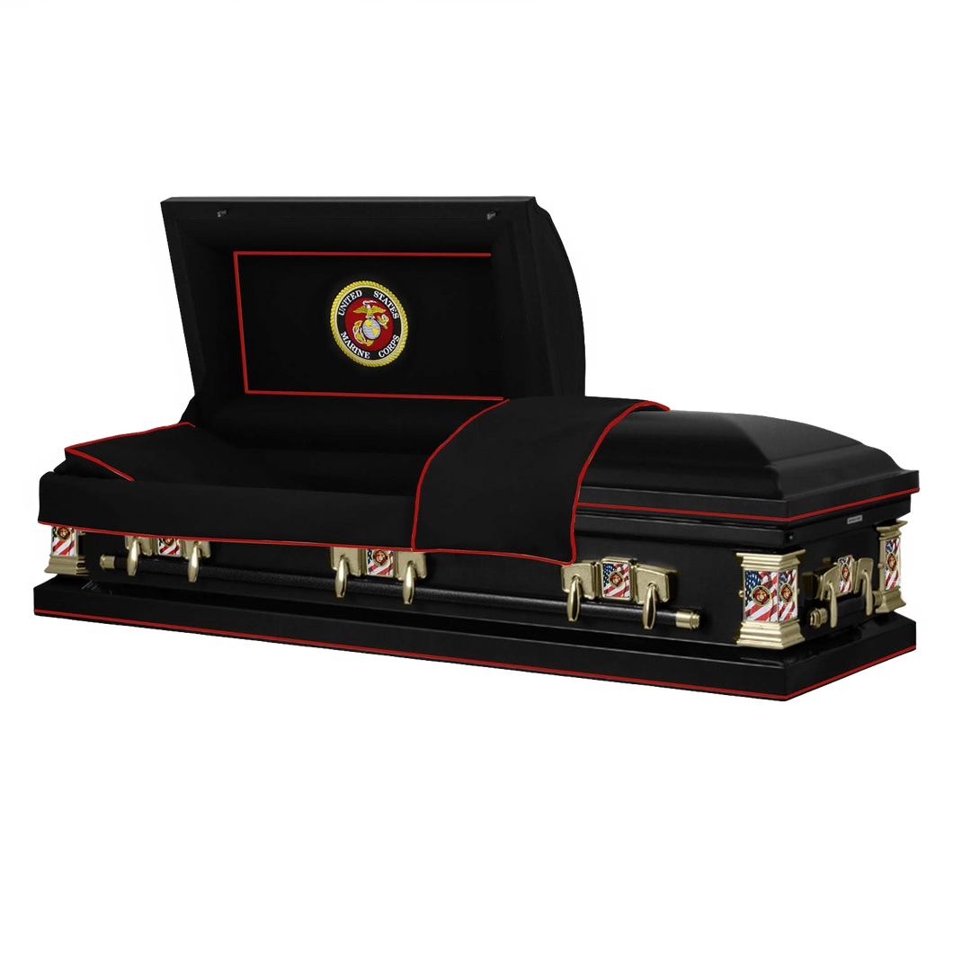 Military Select | Marines Black Steel Casket with Black Interior
