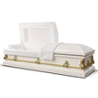 Load image into Gallery viewer, Orion Series | White and Gold Steel Casket with White Interior
