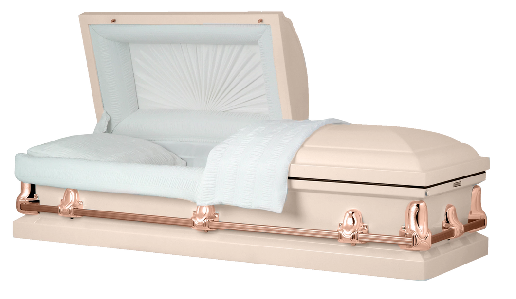 Orion Series | Pink & Rose Gold Steel Casket with White Interior