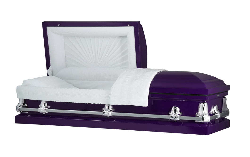 Orion Series | Royal Purple Steel Casket with White Interior
