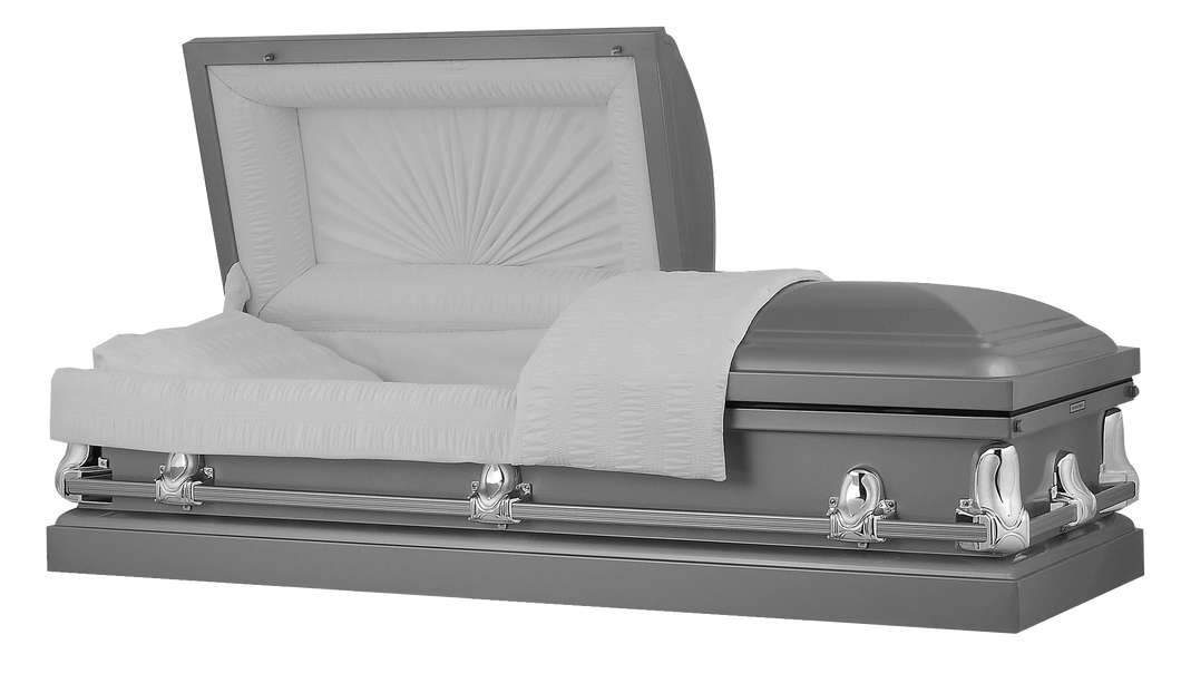 Orion Series | Silver Steel Casket with White Interior