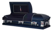 Load image into Gallery viewer, Patriot | Dark Blue Steel Casket with Dark Blue Interior and Flag at Rest Head Panel
