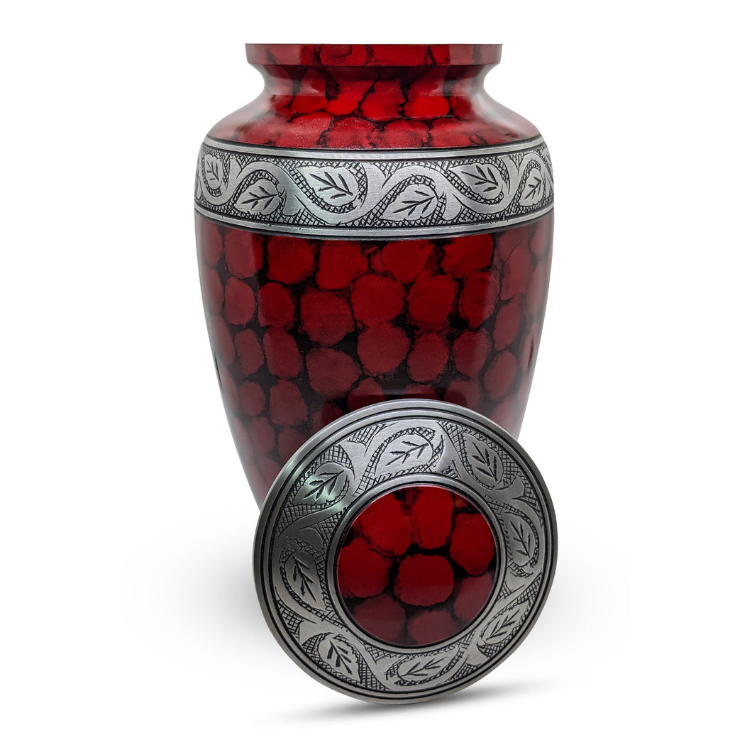 Tranquil Urn | Metal Cremation Urn for Human Ashes - Red