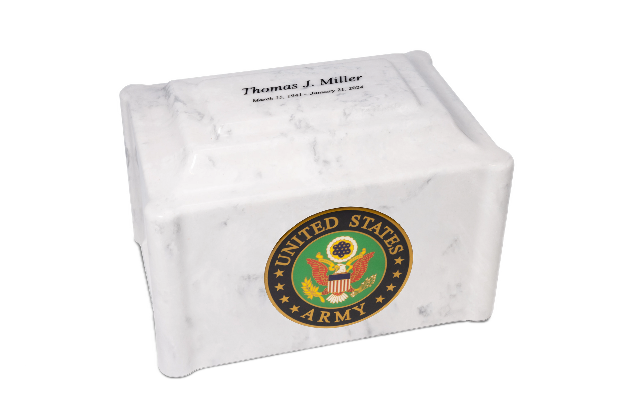 White Military Marble Cremation Urn | US Army