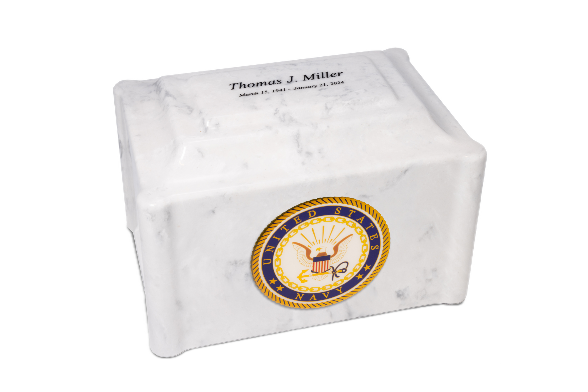 White Military Marble Cremation Urn | US Navy