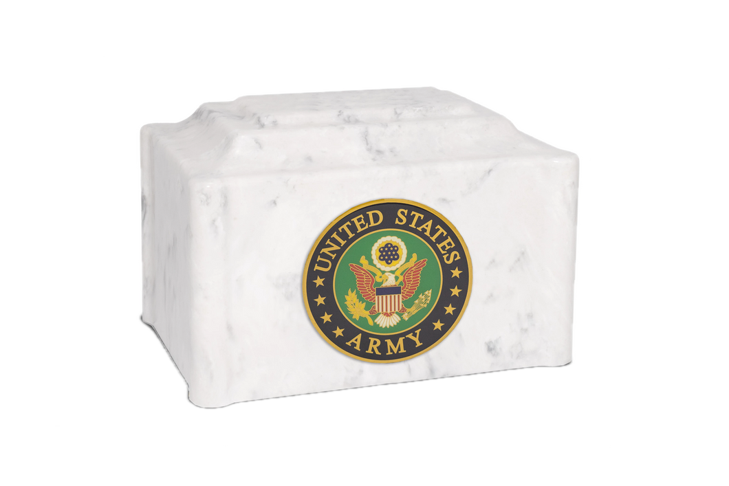 White Military Marble Cremation Urn | US Army