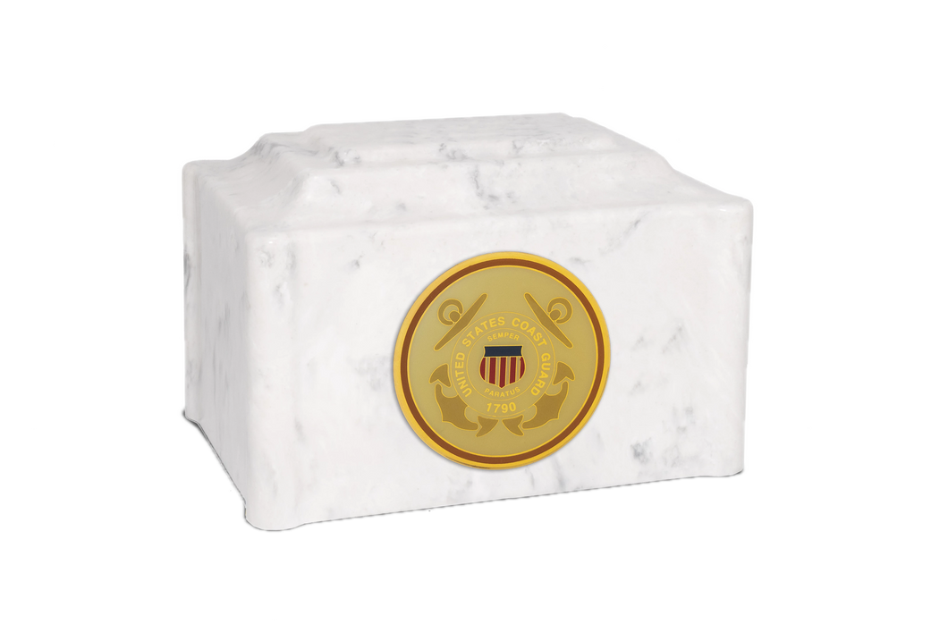 White Military Marble Cremation Urn | US Coast Guard