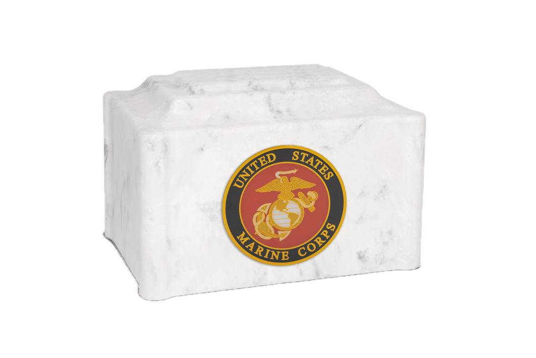 White Military Marble Cremation Urn | Marines White