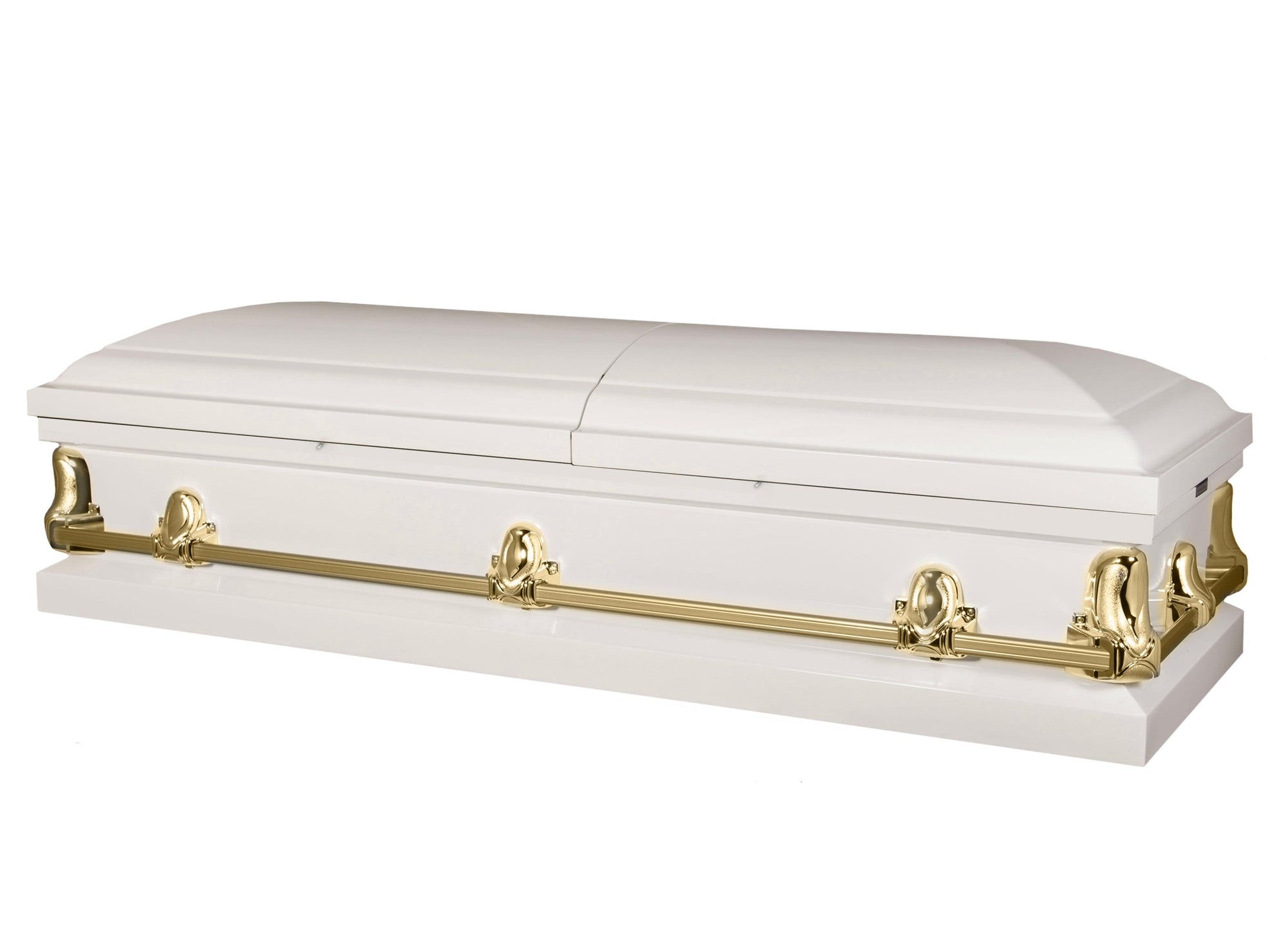 Orion Series | White and Gold Steel Casket with White Interior