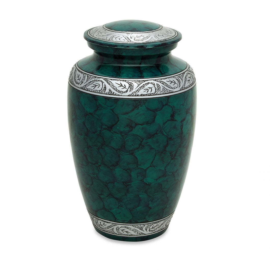 Tranquil Urn | Metal Cremation Urn for Human Ashes - Green