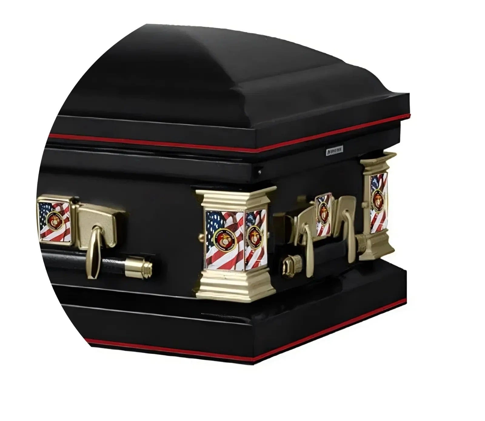 Military Select | Marines Black Steel Casket with Black Interior