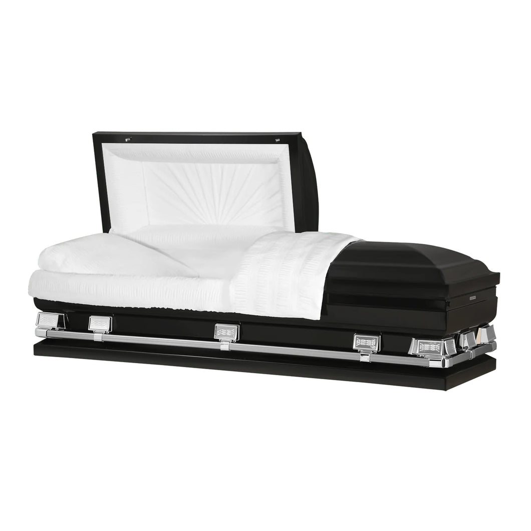 Atlas XL | Black Steel Oversize Casket with White Interior