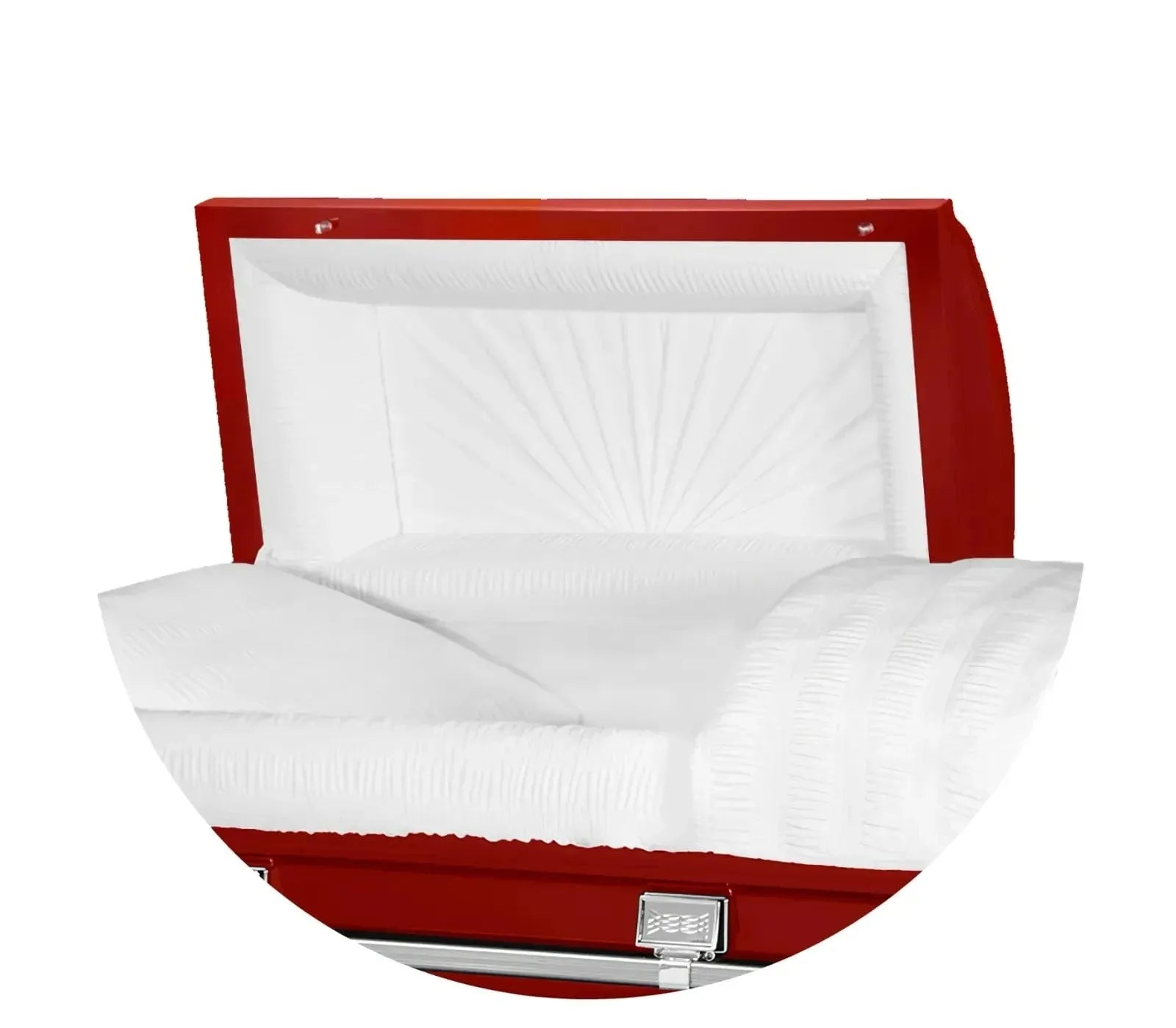 Atlas XL | Red Steel Oversize Casket with White Interior