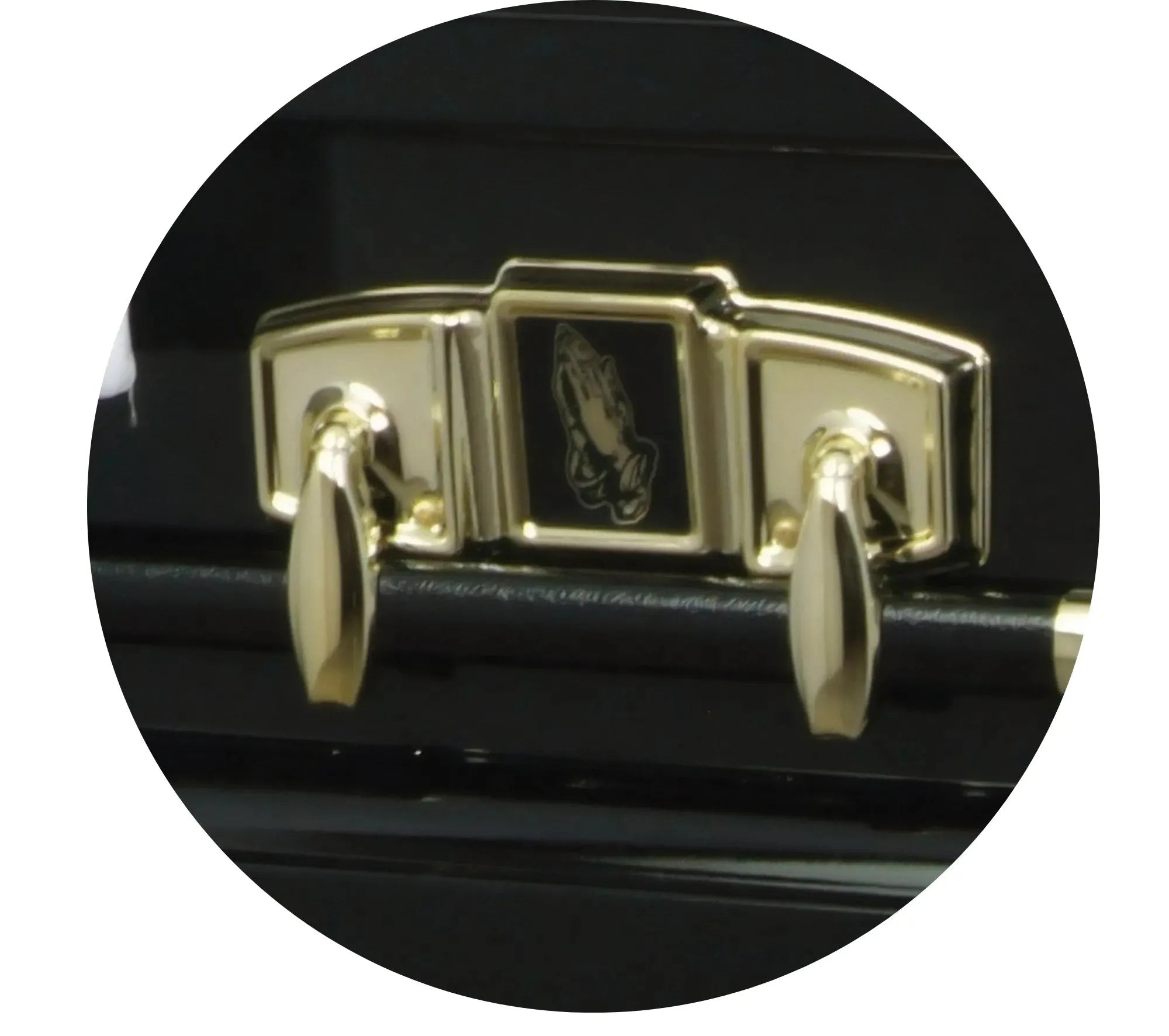 Black and Gold Cross | Black Steel Religious Casket