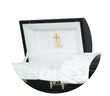 Load image into Gallery viewer, Black and Gold Cross | Black Steel Religious Casket
