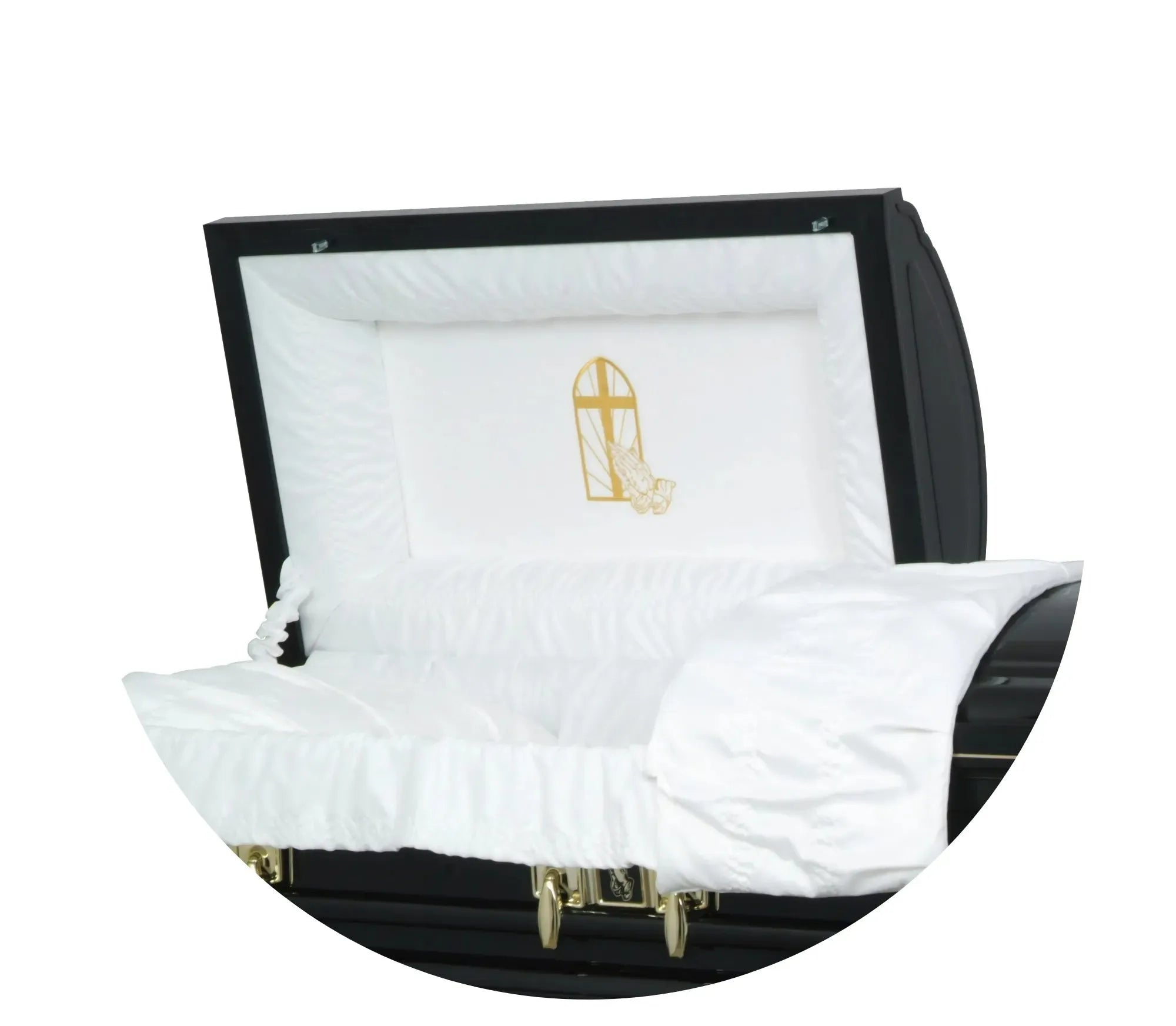 Black and Gold Cross | Black Steel Religious Casket